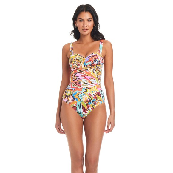Bleu Rod Beattie Swimsuit One Piece Womens 12 Multicolor Ruched Sweetheart - Picture 1 of 13